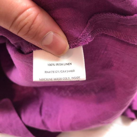 EILEEN FISHER Beaded Purple Linen Top M - Picture 6 of 10